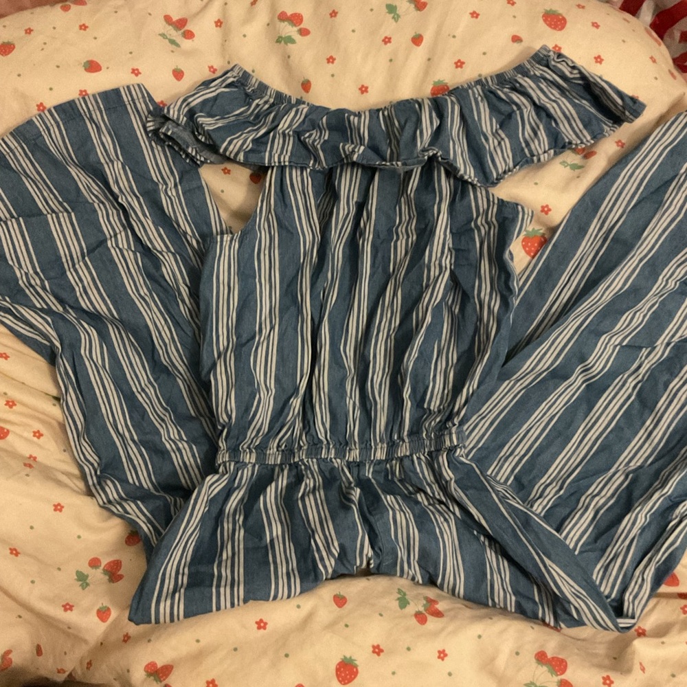 Striped Off-Shoulder Jumpsuit